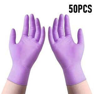 50Pcs Nitrile/Vinyl Disposable Black Gloves Powder-Free & Latex-Free