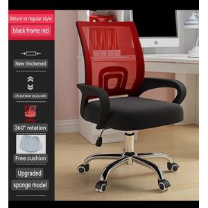 Adjustable Swivel Office Chair Mesh Back with Armrest & Wheels – Red & Black