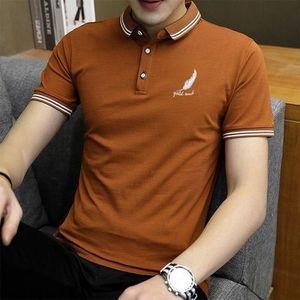 Dou-color Men's Fashionable Polos Shirt, Business Workwear T-shirt - Brown - S