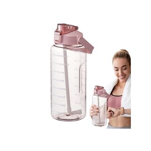 ShebSheb Huge Water Bottle with Straw,Wide Mouth, Leak Proof - for Gym, Travel, Home, School, Office (Pink)
