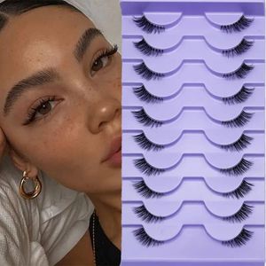 10 Pairs Half Lashes Natural Look Wispy Cat Eye Lashes 13 mm Clear Band Accent Short False Eyelashes that Look Like Extensions 