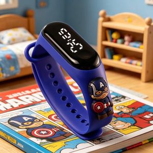 Waterproof Kids Electronic Watch Cartoon Captain America Touch LED Wristband