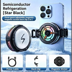 TL07 Semiconductor Phone Cooler, Powerful Cooling, Magnetic/Clip-On 2-in-1 - Black
