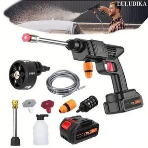 6-in-1 Portable Wireless Car Washer Gun Handheld Spray Gun High pressure water pistol Pressure Washer with Lithium Battery High Power - Black
