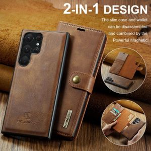 DG Ming (2in1) Phone Case, Compatible With Samsung Galaxy S22 Ultra Phone, Magnetic Detachable Flip Leather Phone Case With Wallet - Brown 