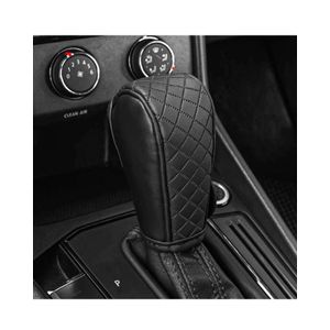 ShebSheb Leather Car Gear Shift Knob Cover, Upgraded Anti-Slip Design Stick Shift Knob Cover, Universal Durable Car Decorative Accessories Shifter Stick Protector Suitable for Cars,Trucks,SUVs (Black)