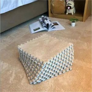 Fluffy Interlocking/Puzzle Carpet (30Pcs) - Beige