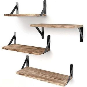 General Set Of 4 Wooden Floating Shelves For Wall Storage