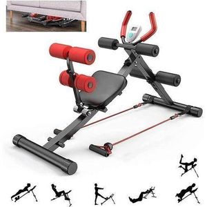 Ab Crunch with Digital Display , Abdominal Training Machine with 4 Intensity Levels , Home Gym Ab Trainer Machine for Abdominal Leg & Arm Fitness - Black/Red