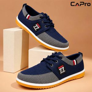 CAPro Men's Casual Shoes Breathable Knit Sneakers Lightweight Non-slip for Everyday Wear - Navy Blue