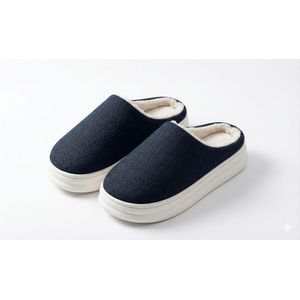 10K Quality leather Slipper - Blue Black