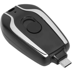 Keychain Portable Charger 1500mAh – Mini USB-C Emergency Power Bank for Android & iPhone – Black
