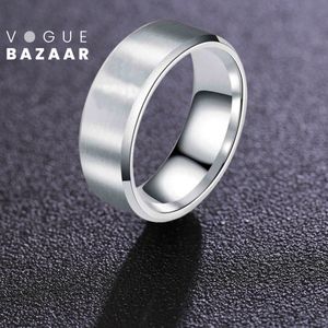 Stainless Male Ring Wonderful Jewelry Gift For Men Women Cool Simple Band 8MM Width Silver