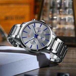Curren 8435 Stainless Steel Chronograph Quartz Wrist Watch - Silver