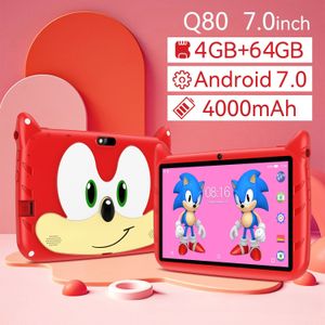 Kids Tablet,7 Inch Android 7 4GB+64GB Self-contained stand(Red)
