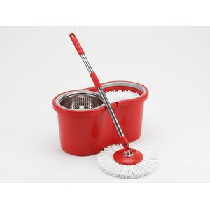 Liao Red 360° Spin Mop & Dual-Chamber Bucket Set