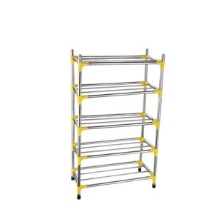 5-Tier Stainless Steel Shoe Rack - Yellow/Silver 