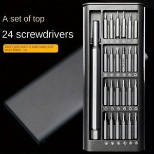 None 24-in-1 Precision Screwdriver Set Kit with 24 Magnetic Bits - Heavy-Duty Chrome Vanadium Steel Construction, Manual Operation, Multi-Purpose for Electronics Repair, Electronics, Automotive