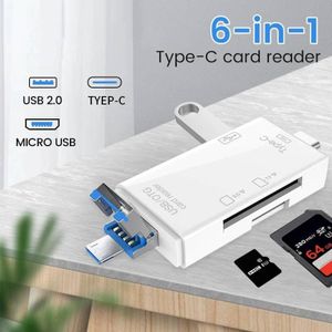 6 In 1 USB Multi-Function High-Speed Card Reader - White