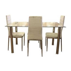 Dining Set 1+4 With Glass Top Table Avatar X - Grey