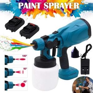 Cordless electric spray gun, portable home spray paint machine, automotive furniture steel coating spray gun, electric airless spray gun, including 2 batteries