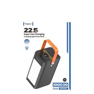 100000mAh 22.5W Portable Super Fast Charging Power Bank PD 22.5W With 4 USB, Type-C, Micro, Lightning Ports, Digital Display & Camping Light PB100C