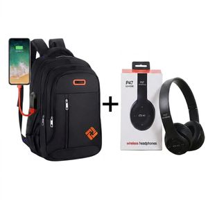 Children Backpack Bag with Free P47 Headset - Black