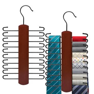 3Pcs Multifunctional Wooden Tie Rack 10 Hook for Bras tie Scarps Belt undergarments