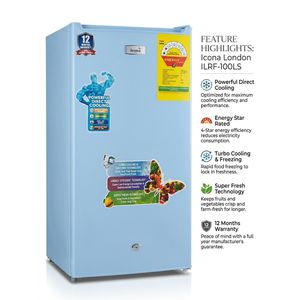Icona London ILRF-100LS Table Top Single Door Refrigerator - 85 Litres - Blue + 12 Months Warranty