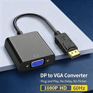 Display Port to VGA,Gold-Plated Uni-directional DP Computer to VGA Screen Adapter 1080P