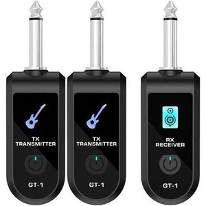 2.4G rechargeable lithium battery wireless guitar system, suitable for electric guitars, one t-ransmitter and two receivers