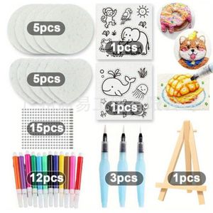 Magic Foam Texture Painting 12-Color Brush Set (43 Pieces) - Magic 3D Stereo Colored Brush Set - DIY Sponge Bubble Painting Tools