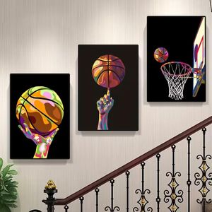 3 basketball posters, sports-themed wall murals, bedroom sports home decor graffiti art prints