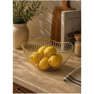 Curved Edge Modern Fruit Bowl for Kitchen Table XJ-1100-52 (W10.6 x H4.5)inch - Gold