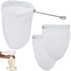 Ultra Fine Mesh Strainer Bags, 2 Mesh Filter Bags with Handle Frame