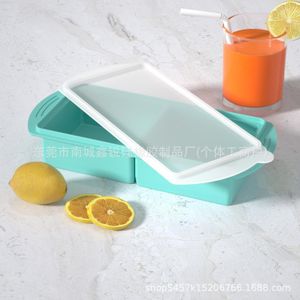 2 -single compartment 500ml Silicone tray with lid- Green colour