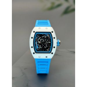Luxury Sky blue tonneau shaped silicone watch