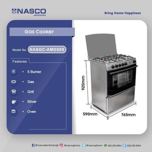 NASGC-AMG80S - 5 Burner Gas Cooker - Silver - Silver