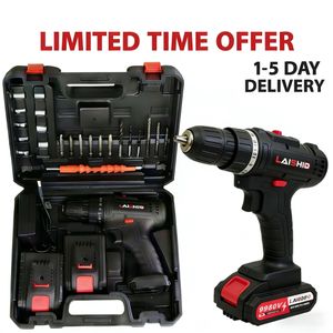LAISHID 21V Cordless Drill Set with Box, 21V Max Power Electric Drill with 1 & 2 Batteries & Drill Bits, drilling machine Kit,drilling toolset,drill machine