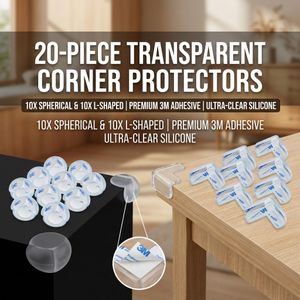 ASENT 20pcs Transparent Silicone Corner Guards, Thickened Edge Protectors for Baby Safety,L-Shaped Corners and  Round Corners