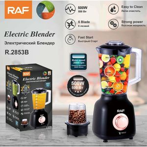 RAF 2 in 1 Multifunction Electric Blender With Grinder – Powerful & Efficient(Black &Clear)
