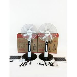 Morgan 16-Inch Rechargeable Stand Fan with Solar Panel, Remote Control & LED Light