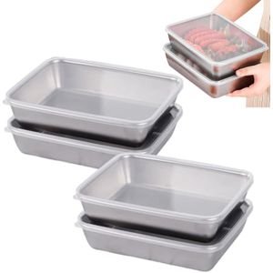 6Pcs Stainless Steel Food Storage Containers Set with Transparent Lids