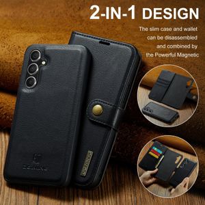 DG Ming (2in1) Phone Case, Compatible With Samsung Galaxy A14 Phone, Magnetic Detachable Flip Leather Phone Case With Wallet - Black 