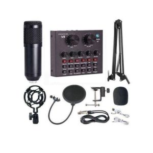 Professional Profoundly V8 Studio Condenser Microphone Kits with Soundcard, Audio Mixer- Black