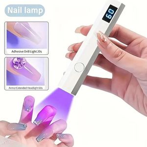 DIY Mini Handheld Gel Nail Polish Curing Lamp With Digital Display - White
