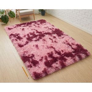 120cm x 200cm Fluffy Carpet Bedroom Livingroom-Burgundy/Pink