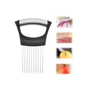 Onion Slicer Holder Stainless Steel Needle Meat Tenderizer Vegetable Slicing Assistant Tool BPA-Free (L14 x W9.2 x H1.5)cm / (L5.51 x W3.62 x H0.59)inch