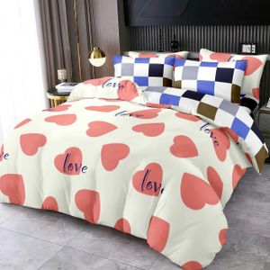 2 Super King Size Bedsheets and 4 Pillow Cases - Elegant Love-Themed Bedding Set – Soft Heart Print 