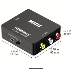 Mini RCA to HDTV converter, RCA to HDTV adapter, 1080P composite CVBSAV to HDTV video and audio converter adapter, suitable for N64, Wii, PS2, PS3, Xbox, VHS